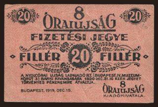 Budapest/ 8 órai újság, 20 fillér, 1919