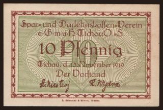 Tichau/ Spar- und Darlehenskassenverein, 10 Pfennig, 1919