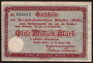 Münster, 1.000.000 Mark, 1923