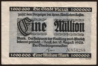 Neuss/ Stadt, 1.000.000 Mark, 1923