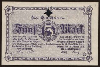 Görlitz/ Stadt und Handelskammer, 5 Mark, 1918