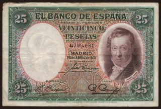25 pesetas, 1931