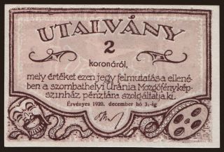 Szombathely/ Uránia, 2 korona, 1920