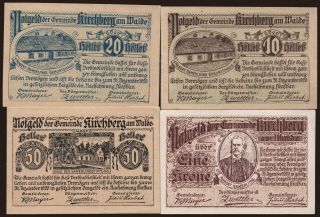 Kirchberg am Walde, 10, 20, 50 Heller, 1 Krone, 1920