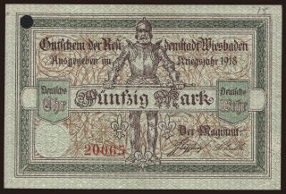 Wiesbaden/ Stadt, 50 Mark, 1918