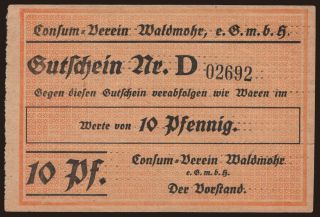 Waldmohr/ Consum-Verein Waldmohr e.G.m.b.H., 10 Pfennig, 1917