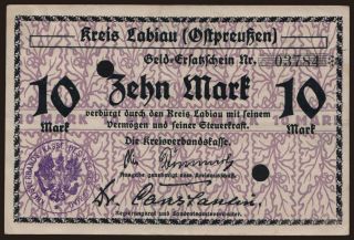 Labiau/ Kreis, 10 Mark, 1918