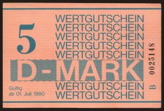 Wertgutschein, 5 Mark, 1990