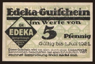Berlin/ EDEKA, 5 Pfennig, 1921