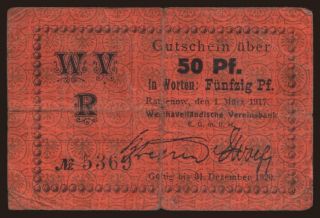 Rathenow/ Westhavelländische Vereinsbank, 50 Pfennig, 1917
