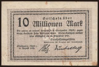 Oberhausen/ Gutehoffnungshütte Aktienverein für Bergbau und Hüttenbetrieb, 10.000.000 Mark, 1923
