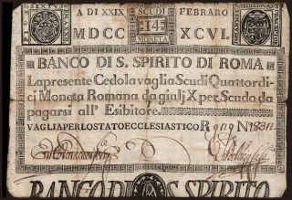 Banco di Santo Spirito di Roma, 14 scudi, 1796
