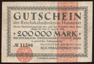 Hannover, 200.000 Mark, 1923