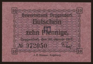 Deggendorf/ Gewerbebank Deggendorf, 10 Pfennig, 1917