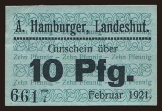 Landeshut/ Albert Hamburger, 10 Pfennig, 1921