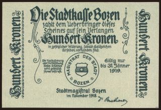 Bozen, 100 Kronen, 1918