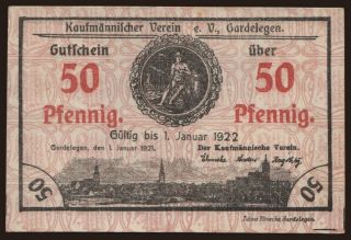 Gardelegen/ Kaufmannischer Verein, 50 Pfennig, 1921