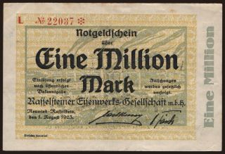 Neuwied-Rasselsteiner/ Rasselsteiner Eisenwerks - Gesellschaft m.b.H., 1.000.000 Mark, 1923