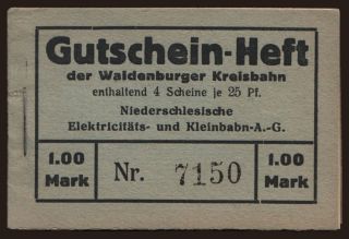 Waldenburg/ Niederschles. Elek.- und Kleinbahn, 4x 25 Pfennig, 192?