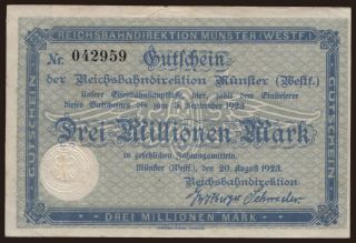 Münster, 3.000.000 Mark, 1923