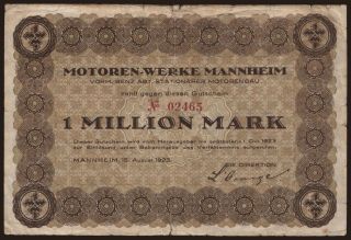 Mannheim/ Motoren-Werke Mannheim, 1.000.000 Mark, 1923