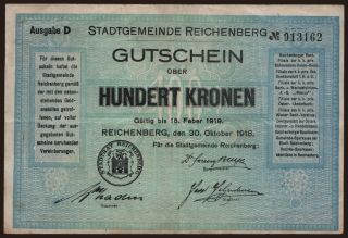 Reichenberg, 100 Kronen, 1918