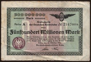 Köln, 500.000.000 Mark, 1923