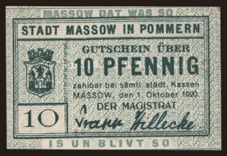 Massow (Maszewo), 10 Pfennig, 1920