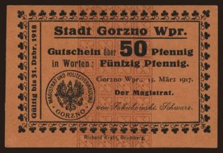 Gorzno, 50 Pfennig, 1917
