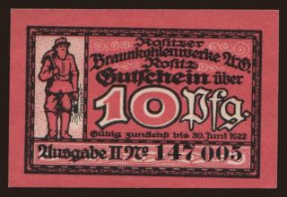 Rositz/ Rositzer Braunkohlenwerke A.G., 10 Pfennig, 1922