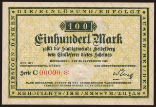 Heidelberg/ Stadt, 100 Mark, 1918