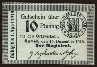 Nakel (Naklo nad Notecia), 10 Pfennig, 1916