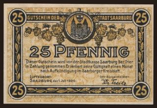 Saarburg, 25 Pfennig, 1920
