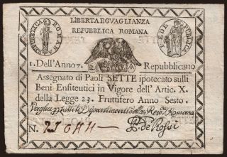 Repubblica Romana, 7 paoli, 1798