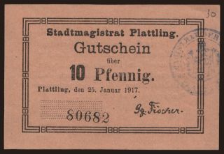 Plattling, 10 Pfennig, 1917