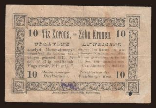 Magyaróvár/ Mosonvármegye Direktóriuma, 10 korona, 1919