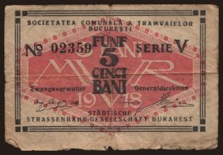 Tramvaiele Comunale, 5 bani, 1918