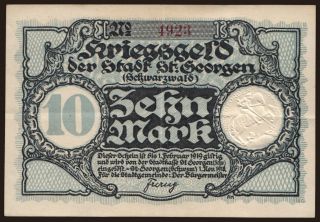 Sankt Georgen/ Stadt, 10 Mark, 1918