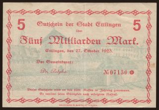 Ettlingen/ Stadt, 5.000.000.000 Mark, 1923