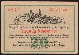 Schwarzenberg, 20 Reichsmark, 1945