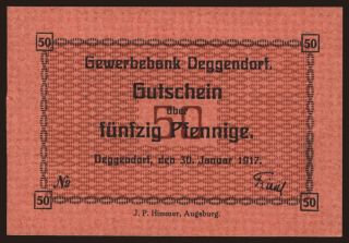 Deggendorf/ Gewerbebank Deggendorf, 50 Pfennig, 1917