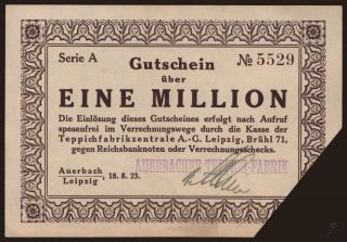 Auerbach/ Auerbacher Teppich-Fabrik, 1.000.000 Mark, 1923
