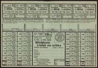 Milchkarte - Lístek na mléko, 1942