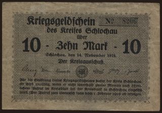 Schlochau (Człuchów)/ Kreis, 10 Mark, 1918