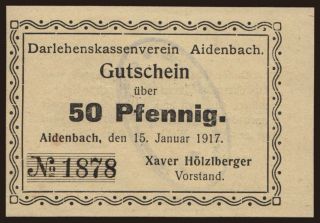 Aidenbach/ Darlehenskassenverein, 50 Pfennig, 1917