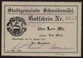 Schneidemühl/ Stadtgemeinde, 1 Mark, 1914