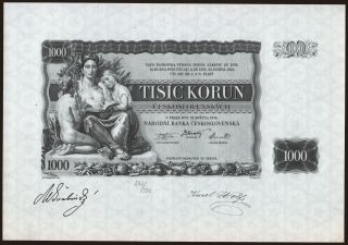1000 korun, 1934, fekete nyomat