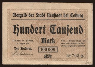 Neustadt bei Coburg/ Stadt, 100.000 Mark, 1923