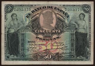 50 pesetas, 1907