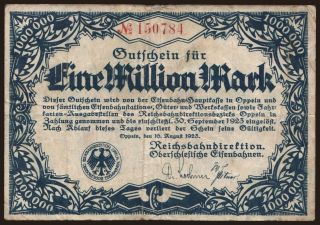 Oppeln, 1.000.000 Mark, 1923